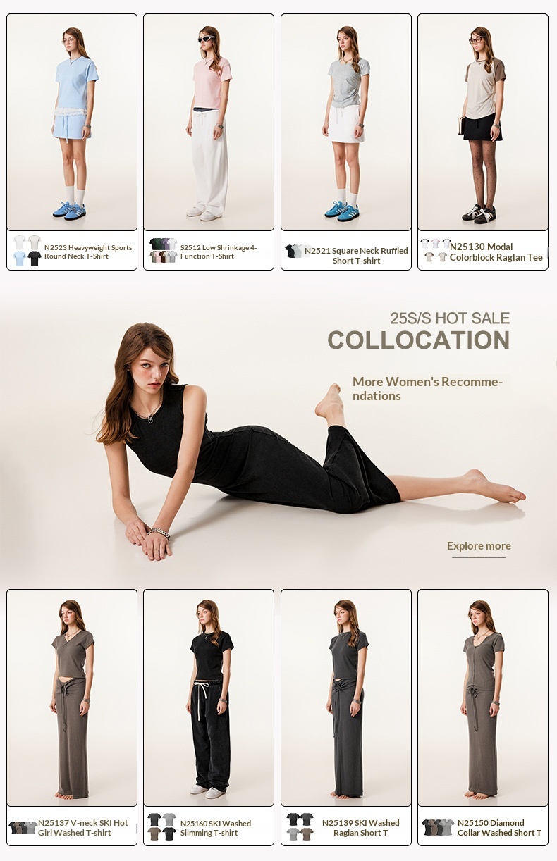 ChicShe ChicShe BE Vêtements Femme Été 2025 Style Européen et Américain Délavé Vintage Manches Courtes Coupe Slim Bodyman Amincissante_voghion.com