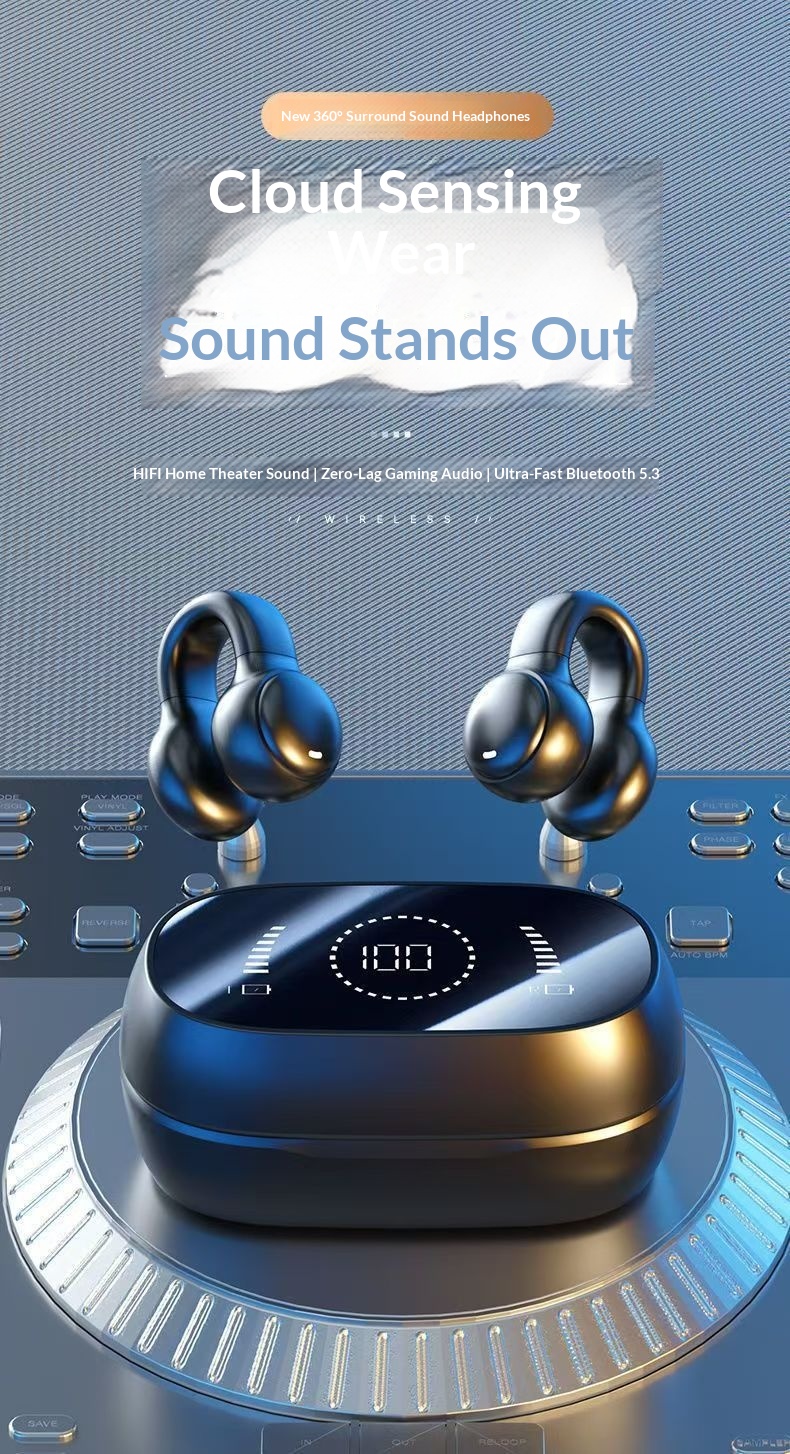 Écouteurs intra-auriculaires Bluetooth haut de gamme NeoGear, sans fil, à clip, haute qualité sonore, longue autonomie, réduction de bruit intelligente_voghion.com