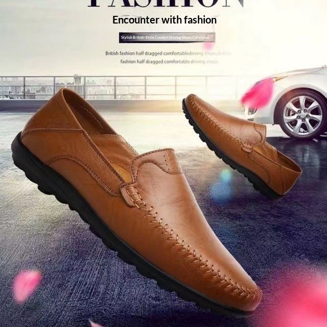 Voyage Voyage Summer Business Casual British Style Loafers Slip-On Lazy Soft Sole Versatile Breathable Men's Leather Shoes_voghion.com