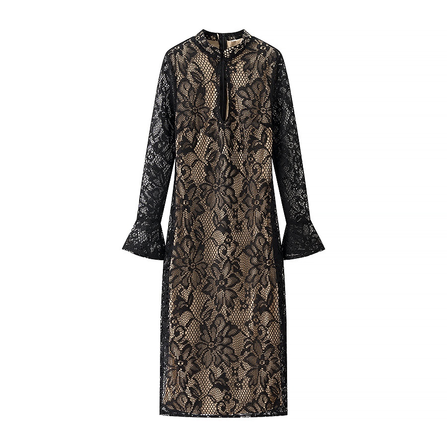 ChicShe ChicShe European And American Sexy Women's Clothing New Long Sleeve Lace Hollow Slim Fit Elegant Hot Girl Bodycon Dress_voghion.com