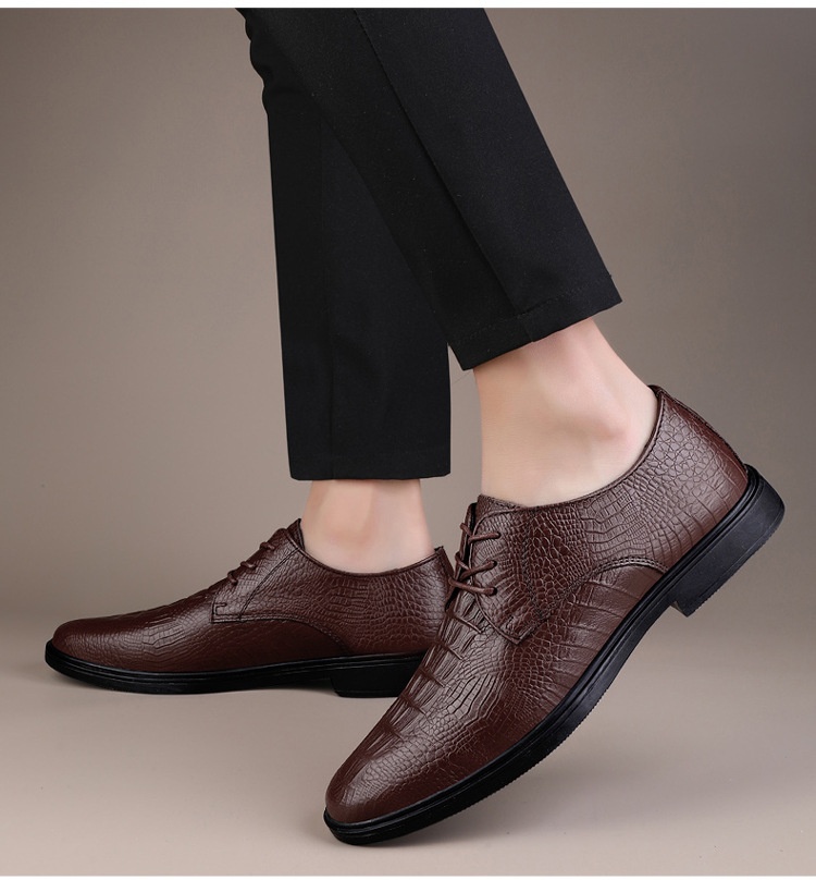 Scarpe Derby da uomo in pelle con motivo coccodrillo, stile casual, versatili, estive, Voyage 2024_voghion.com