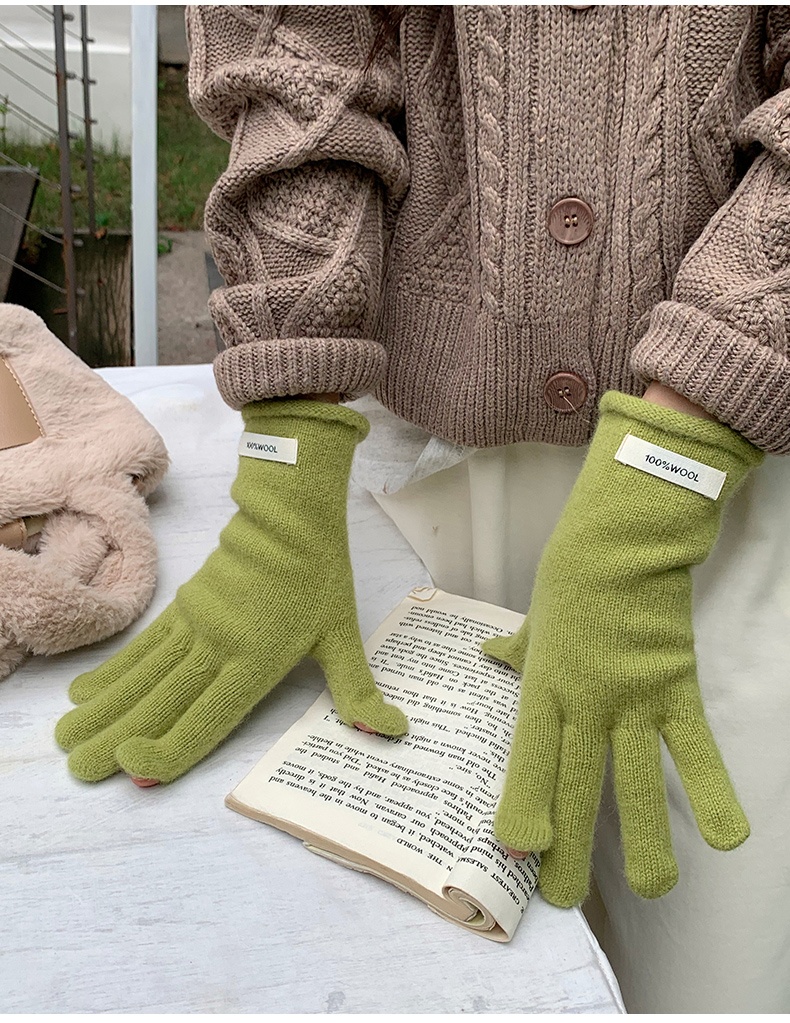 boy Boy Boy 2024 New Chinese Red Wool Knitted Long Women Winter Windproof Five-Finger Warm Cycling Gloves For Men_voghion.com