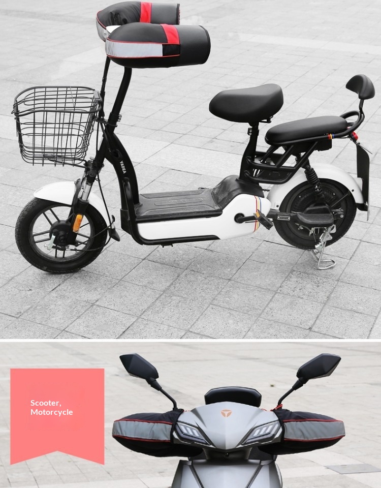 Coprimanubrio antivento caldo per ragazzo, ragazzo, paramani per triciclo, bici elettrica, moto, copertura impermeabile spessa per l'inverno_voghion.com