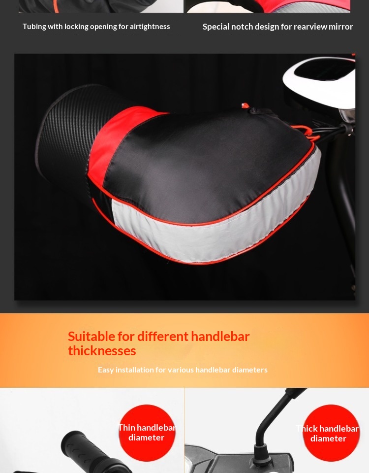 Coprimanubrio antivento caldo per ragazzo, ragazzo, paramani per triciclo, bici elettrica, moto, copertura impermeabile spessa per l'inverno_voghion.com