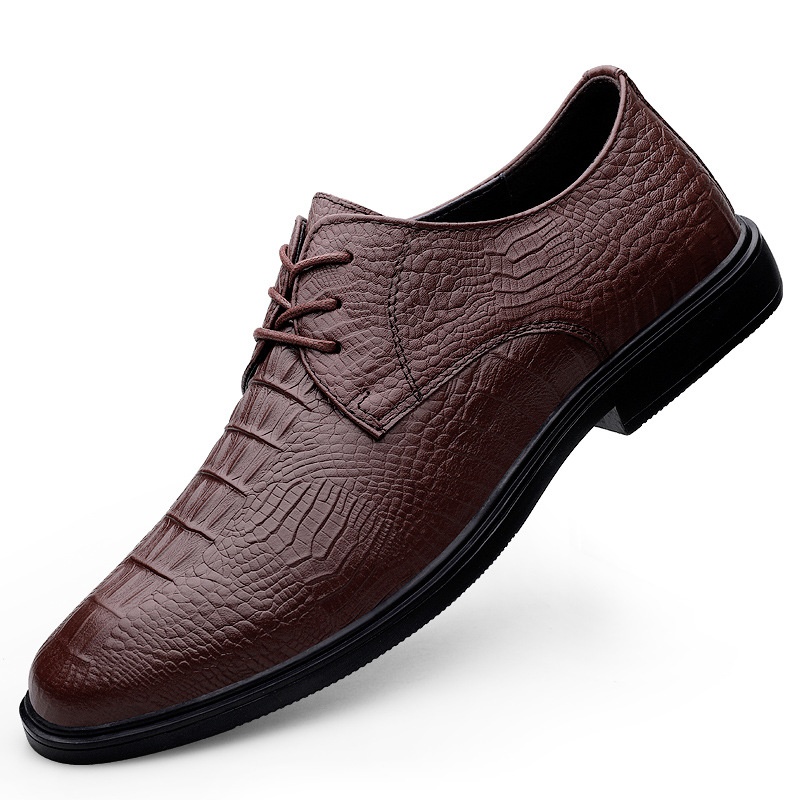 Scarpe Derby da uomo in pelle con motivo coccodrillo, stile casual, versatili, estive, Voyage 2024_voghion.com