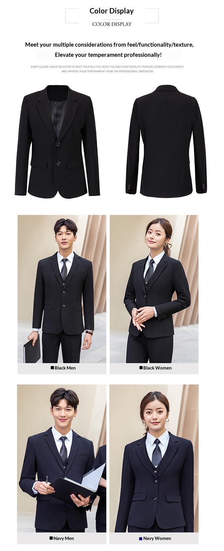 Boy Business Zwart Jasje Heren Commuter Slim Fit Professioneel Formeel Damespak Driedelige Set Groothandel_voghion.com