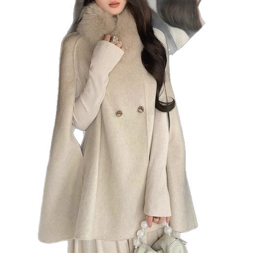 Women's Clothing Women's Clothing Chaebol Heiress Double-Sided Cape Wool Coat Women's Autumn Winter Short Woolen Overcoat_voghion.com