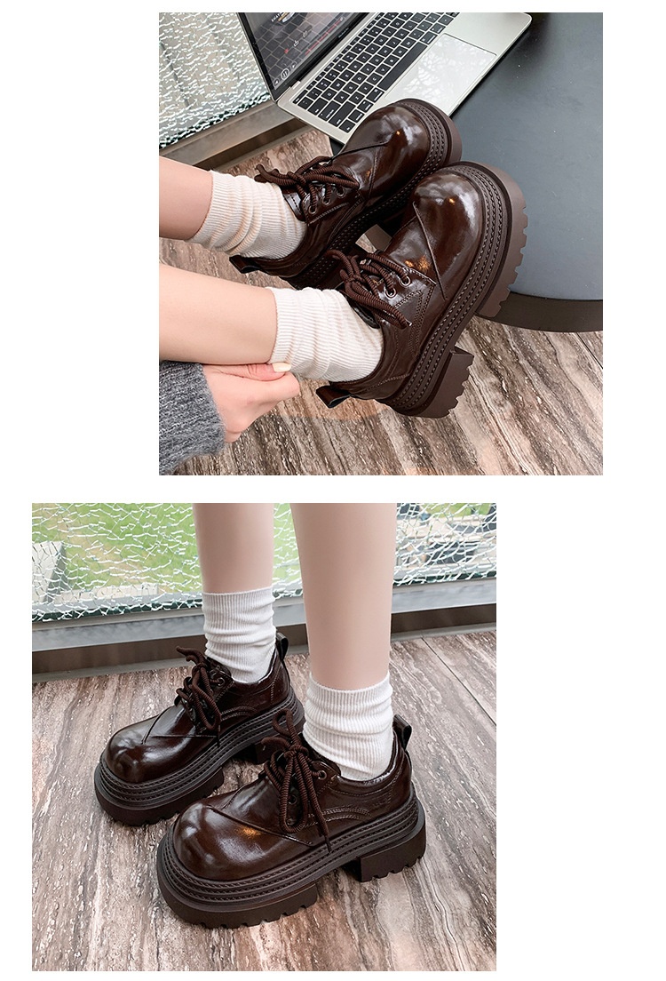 Voyage Damen-Lederschuhe mit dicker Sohle, britische Derby-Schnürschuhe mit großer Zehenpartie, neues Modell Frühjahr 2025, Slipper mit Absatz._voghion.com