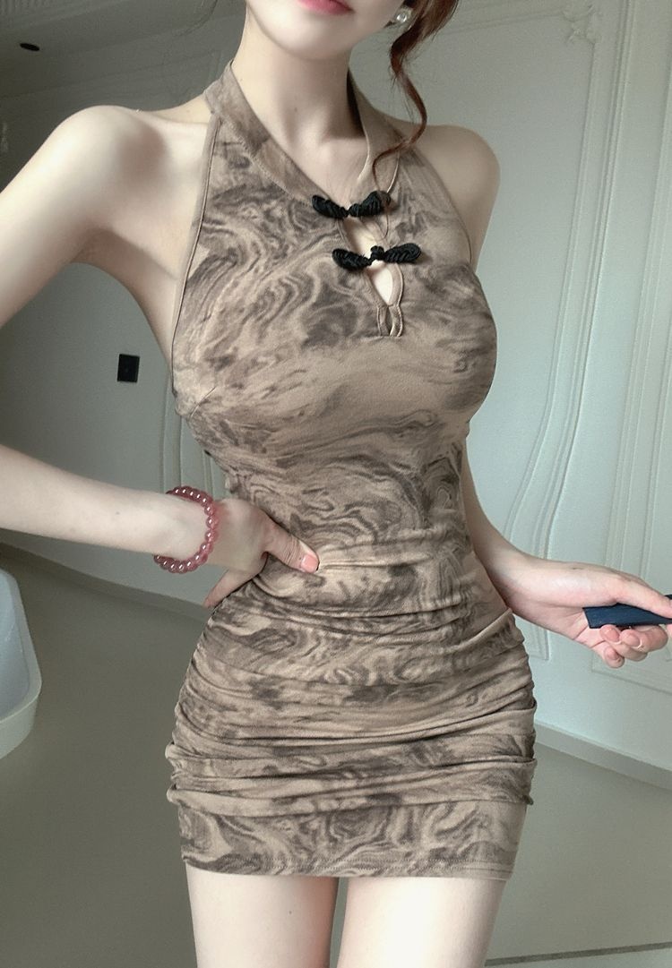 ChicShe ChicShe Robe courte moulante sexy style chinois vintage Cheongsam amélioré sans manches à bretelles, style national chinois_voghion.com