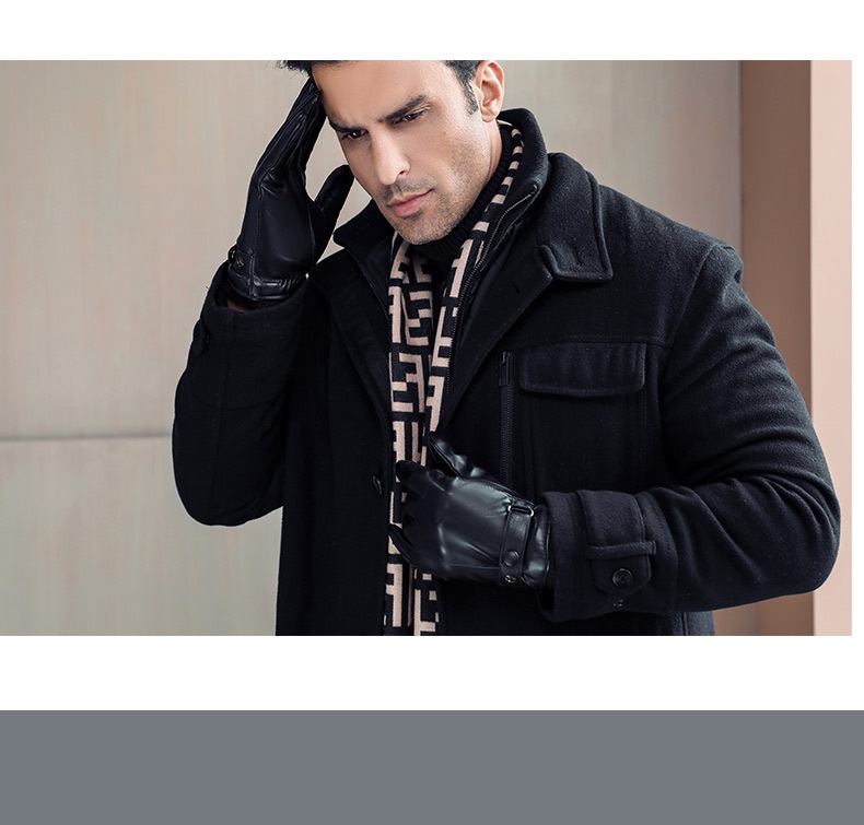 Guanti in pelle Boy Boy A102 per uomo, autunno e inverno, foderati in pile, spessi, touchscreen, caldi, per motociclisti all'aperto,_voghion.com