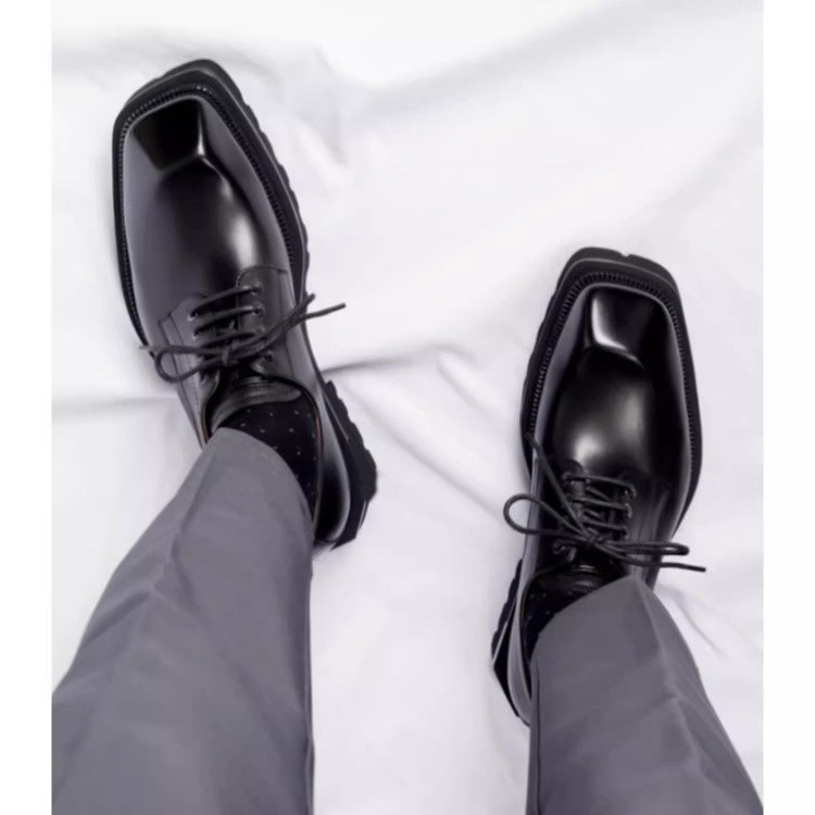 Scarpe da uomo in vera pelle Voyage, eleganti e di alta qualità, con punta quadrata, suola spessa, stile retrò, casual e artigianali_voghion.com