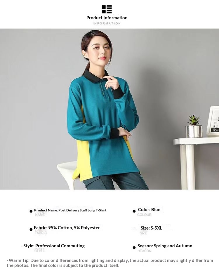 T-shirt long pour garçon, vêtements de travail China Post, polo d'automne à col rabattu, manches courtes, pour le personnel de livraison express_voghion.com