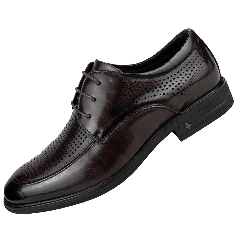 Scarpe derby da uomo Voyage Formal, estive, traspiranti, in rete, da ufficio, in vera pelle, primo strato, in pelle bovina_voghion.com