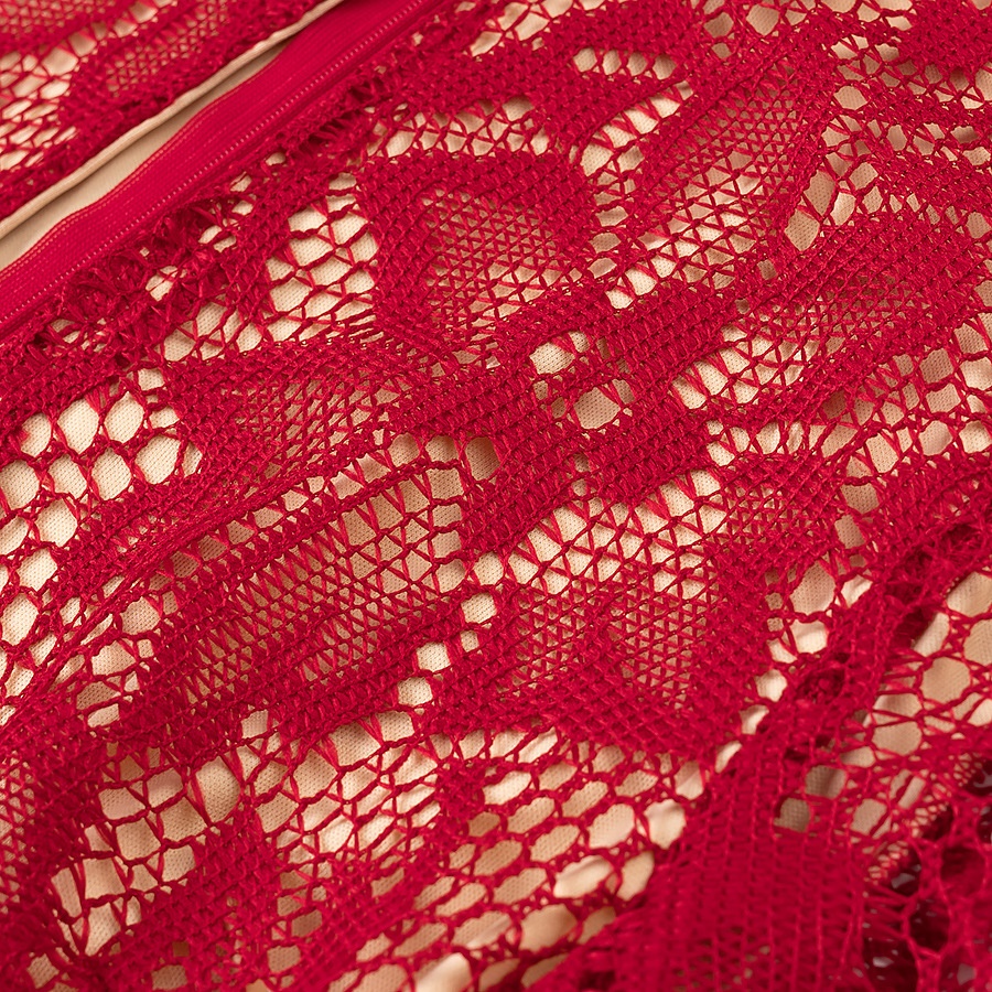 ChicShe ChicShe European And American Sexy Women's Clothing New Long Sleeve Lace Hollow Slim Fit Elegant Hot Girl Bodycon Dress_voghion.com