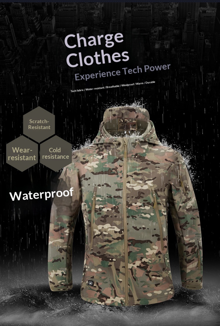 boy Boy Cross-Border Soft Shell Jacket For Men, Windproof, Water-Resistant, Warm Fleece Jacket, Tactical Clothing, Thickened_voghion.com