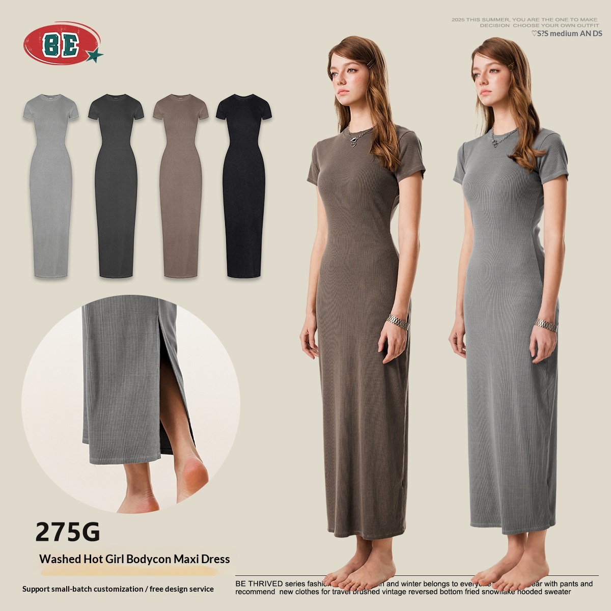 ChicShe ChicShe BE Vêtements Femme Été 2025 Style Européen et Américain Délavé Vintage Manches Courtes Coupe Slim Bodyman Amincissante_voghion.com