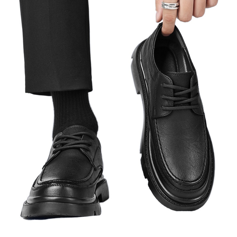 Voyage Soft Sole Leather Shoes For Men, Business Casual Formal Wedding Groom Wide Toe Derby Shoes, Large Sizes 46 47 48, Black_voghion.com