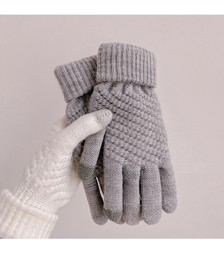 boy Boy Boy Warm Gloves For Women 2023 Autumn Winter New Thickened Fleece Cold-Proof Flip Cover Knitted Men Touchscreen_voghion.com