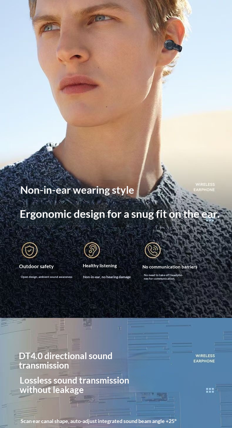 Écouteurs intra-auriculaires Bluetooth haut de gamme NeoGear, sans fil, à clip, haute qualité sonore, longue autonomie, réduction de bruit intelligente_voghion.com