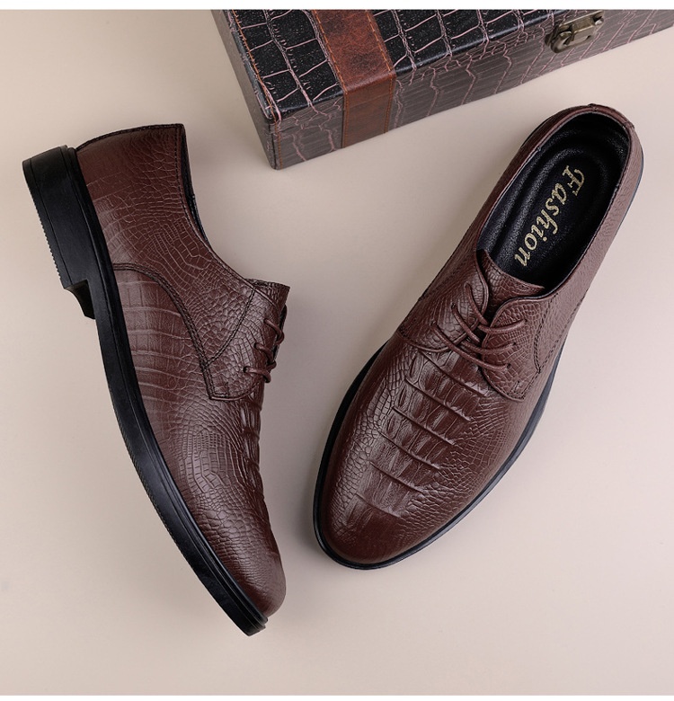 Scarpe Derby da uomo in pelle con motivo coccodrillo, stile casual, versatili, estive, Voyage 2024_voghion.com