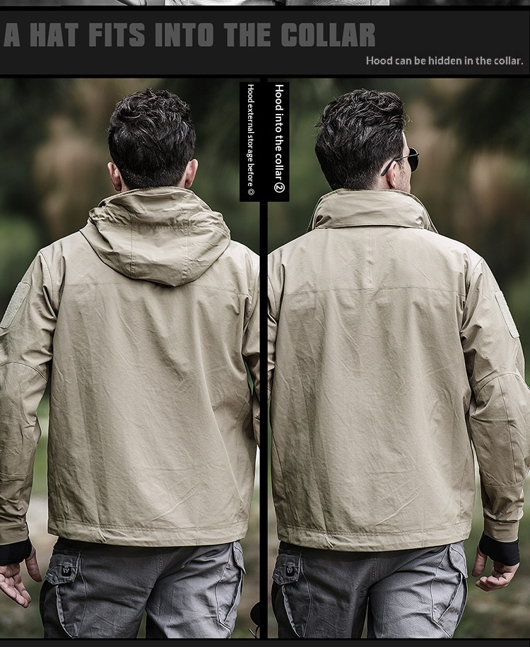 Veste softshell tactique légère pour homme, coupe-vent et imperméable, idéale pour les activités de plein air et les déplacements._voghion.com