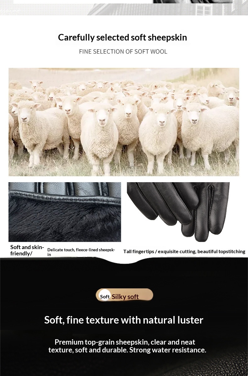 boy Boy Boy Autumn Winter Men's Sheepskin Warm Outdoor Windproof Fleece Lined Thickened Genuine Leather For Cycling Driving_voghion.com