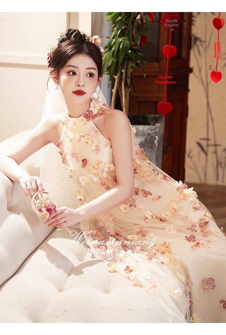 ChicShe ChicShe French Style Evening For Women 2025 New Light Niche High-end Engagement Sheer Toast Dress Bride Morning Robe_voghion.com