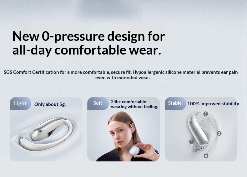 Écouteurs intra-auriculaires NeoGear NeoGear NeoGear New S06 Bluetooth avec contour d'oreille, sans fil, IA, traduction intelligente, conception ouverte, semi-intra-auriculaire, conduction osseuse_voghion.com