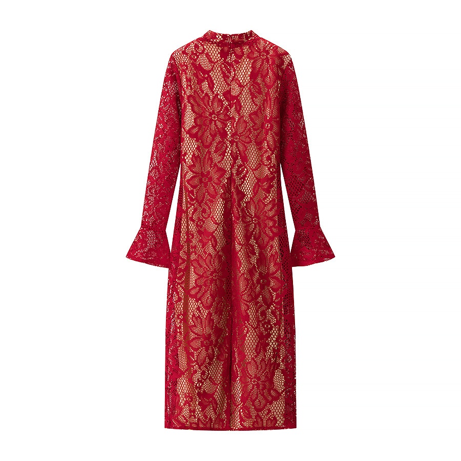 ChicShe ChicShe European And American Sexy Women's Clothing New Long Sleeve Lace Hollow Slim Fit Elegant Hot Girl Bodycon Dress_voghion.com