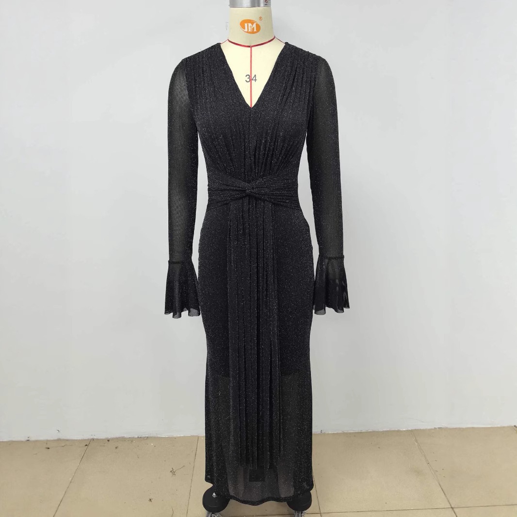 ChicShe ChicShe 2025 Neues elegantes Abendkleid mit V-Ausschnitt und Drapierung – Hochwertiges, figurbetontes Kleid für Damen, perfekt für festliche Anlässe._voghion.com