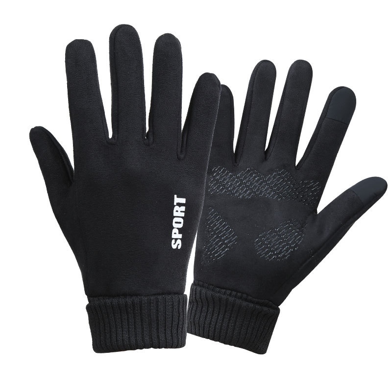 boy Boy Boy N034 Thermal Winter Outdoor Touchscreen Cycling Hand Protection Men's Suede Windproof Cold-Proof Gloves Derong_voghion.com
