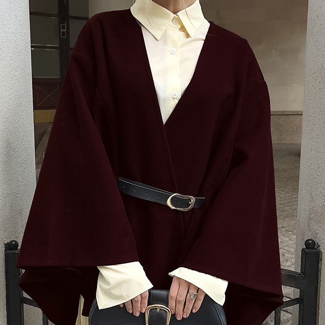 girl Girl Old Money Style Solid Color Cape Shawl For Women, Autumn And Winter Atmosphere Commuting Versatile Elegant Niche Design_voghion.com