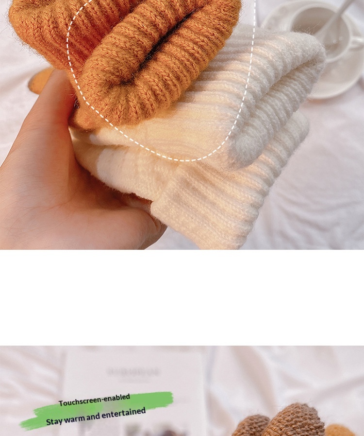 boy Boy Boy Warm Gloves For Women 2023 Autumn Winter New Thickened Fleece Cold-Proof Flip Cover Knitted Men Touchscreen_voghion.com