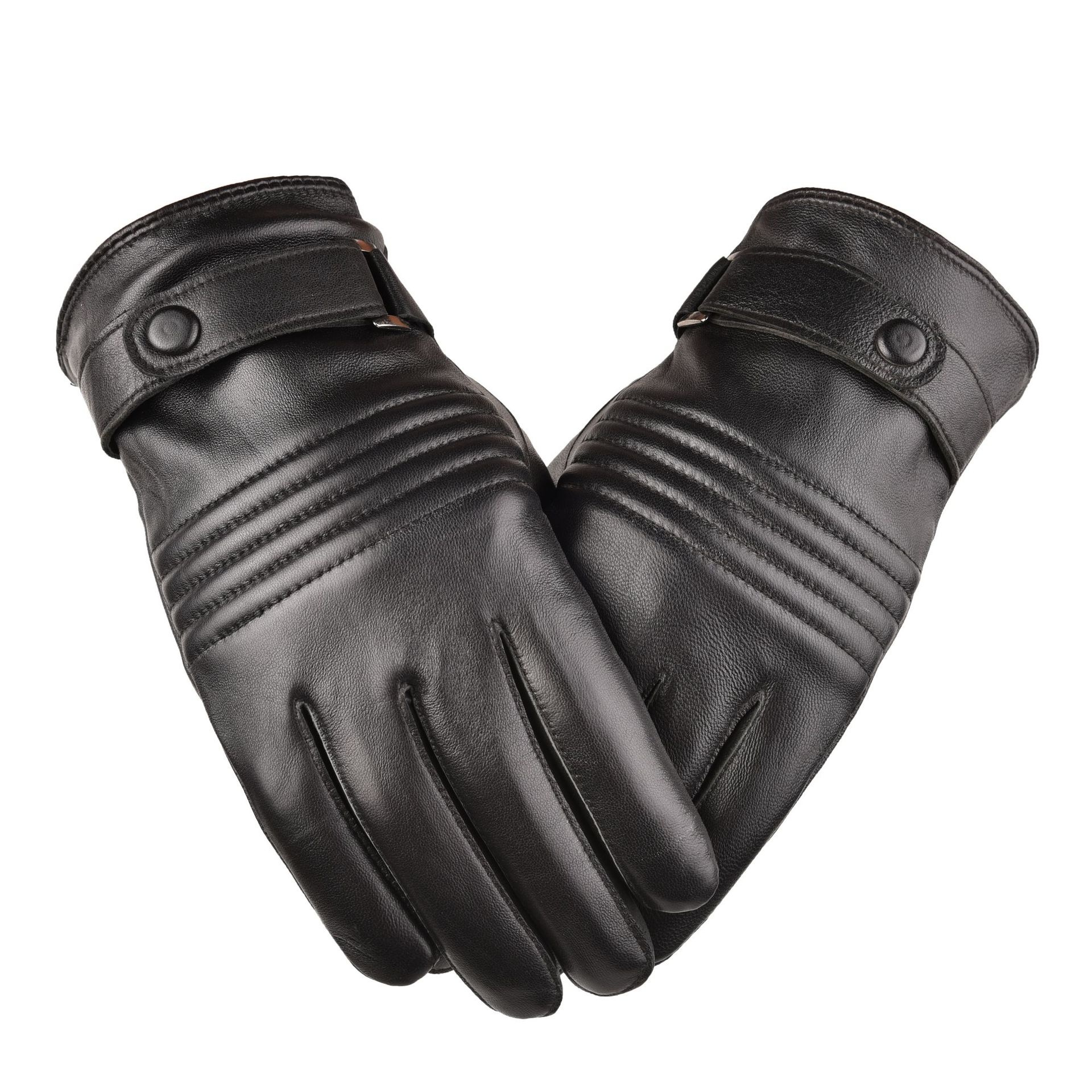 boy Boy Boy Autumn Winter Men's Sheepskin Warm Outdoor Windproof Fleece Lined Thickened Genuine Leather For Cycling Driving_voghion.com