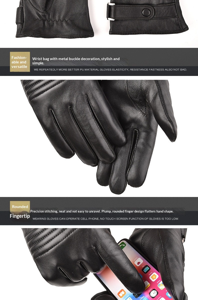 boy Boy Boy Autumn Winter Men's Sheepskin Warm Outdoor Windproof Fleece Lined Thickened Genuine Leather For Cycling Driving_voghion.com