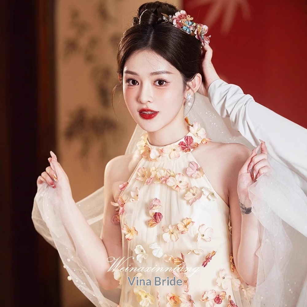 ChicShe ChicShe French Style Evening For Women 2025 New Light Niche High-end Engagement Sheer Toast Dress Bride Morning Robe_voghion.com