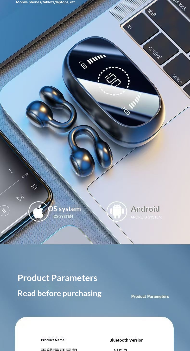 Écouteurs intra-auriculaires Bluetooth haut de gamme NeoGear, sans fil, à clip, haute qualité sonore, longue autonomie, réduction de bruit intelligente_voghion.com