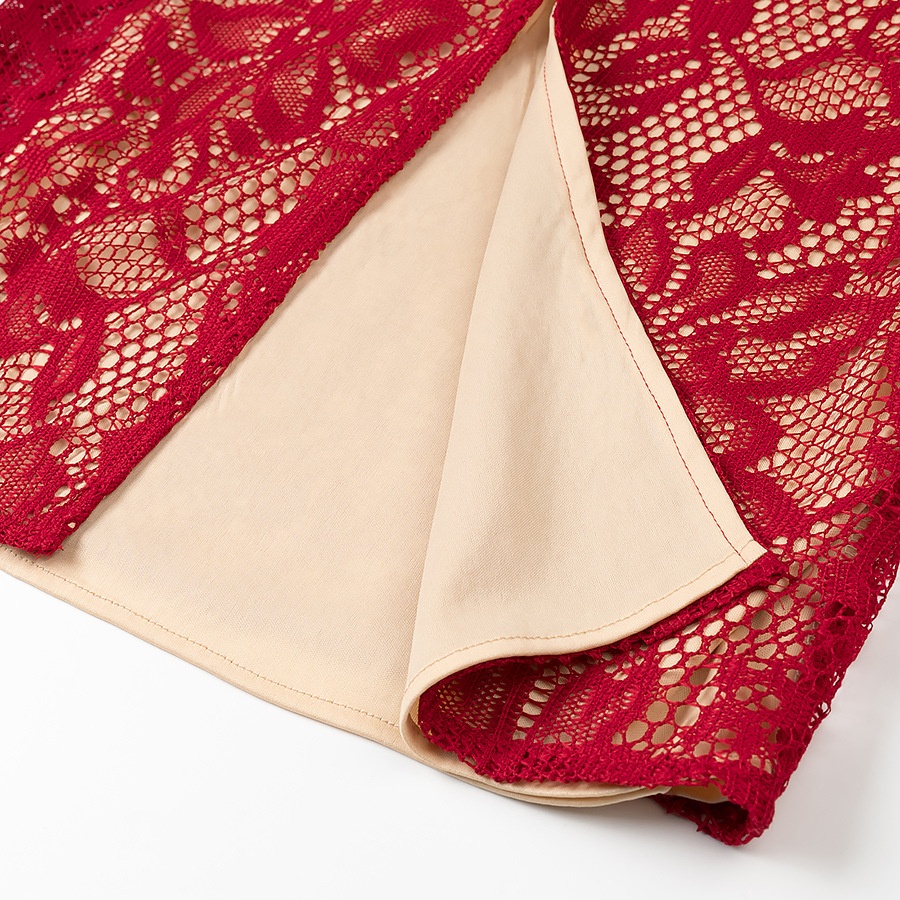 ChicShe ChicShe European And American Sexy Women's Clothing New Long Sleeve Lace Hollow Slim Fit Elegant Hot Girl Bodycon Dress_voghion.com