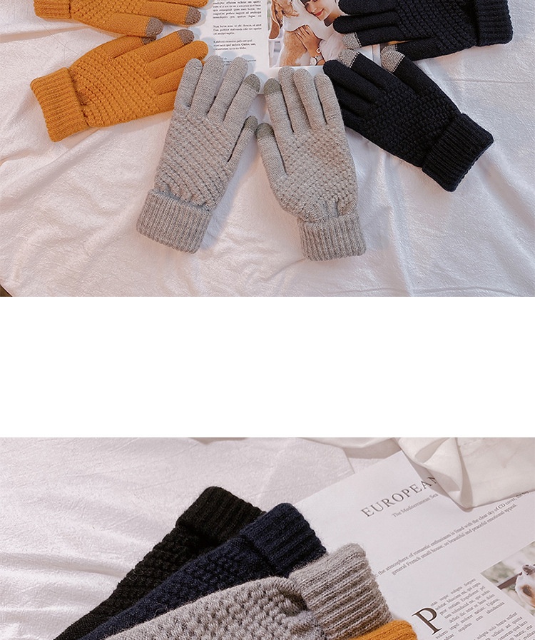 boy Boy Boy Warm Gloves For Women 2023 Autumn Winter New Thickened Fleece Cold-Proof Flip Cover Knitted Men Touchscreen_voghion.com