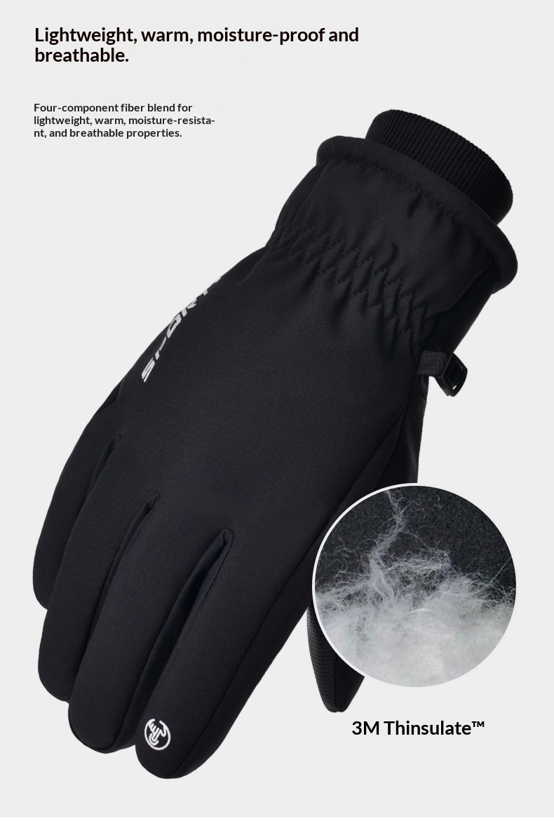 3M Baumwoll-Skihandschuhe für Outdoor-Aktivitäten im Herbst und Winter – winddicht, wasserdicht, warm, mit Touchscreen-Funktion und Fleece gefüttert – geeignet für Fahrräder und E-Bikes_voghion.com