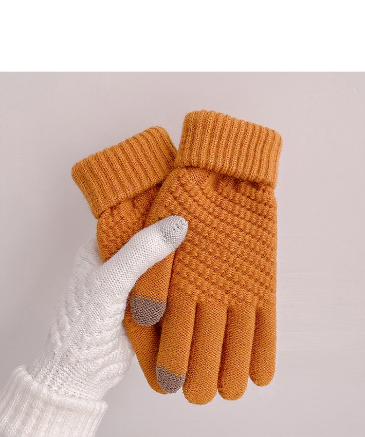 boy Boy Boy Warm Gloves For Women 2023 Autumn Winter New Thickened Fleece Cold-Proof Flip Cover Knitted Men Touchscreen_voghion.com
