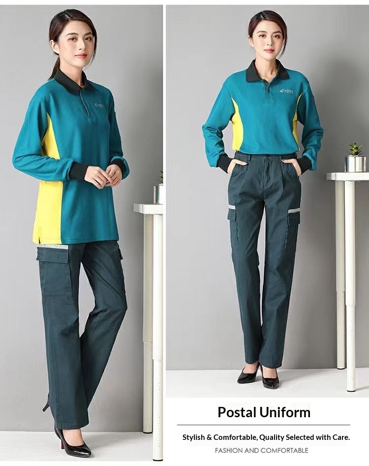 T-shirt long pour garçon, vêtements de travail China Post, polo d'automne à col rabattu, manches courtes, pour le personnel de livraison express_voghion.com