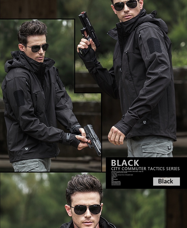 Veste softshell tactique légère pour homme, coupe-vent et imperméable, idéale pour les activités de plein air et les déplacements._voghion.com