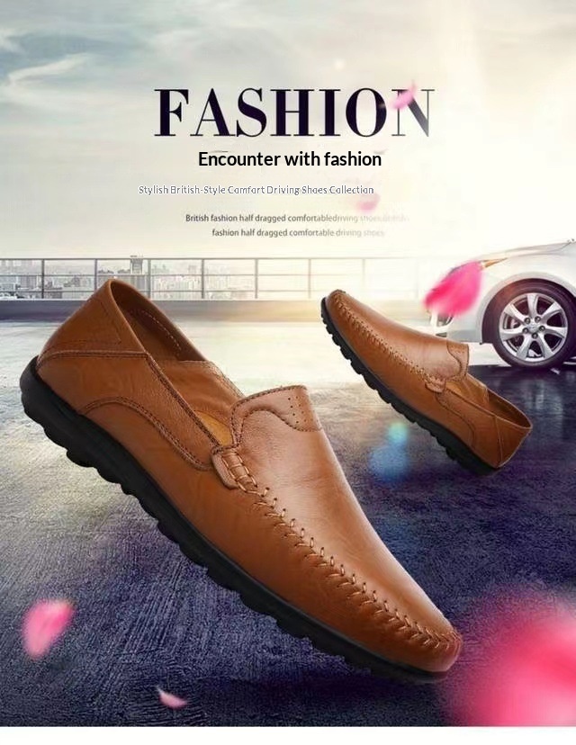 Voyage Voyage Summer Business Casual British Style Loafers Slip-On Lazy Soft Sole Versatile Breathable Men's Leather Shoes_voghion.com