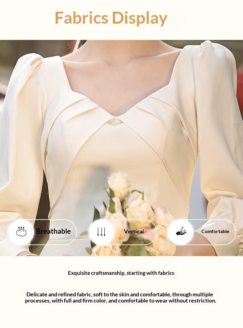 ChicShe ChicShe Champagne Bridesmaid 2025 New Spring Long Sleeve High-end Niche Wedding Sister Group Dress Suitable For Casual Wear_voghion.com