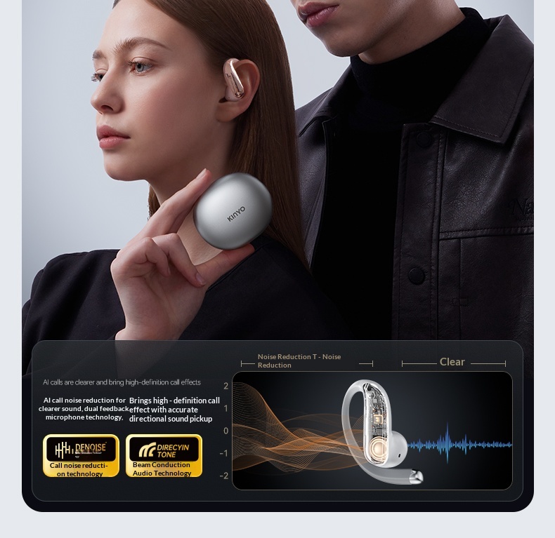 Écouteurs intra-auriculaires NeoGear NeoGear NeoGear New S06 Bluetooth avec contour d'oreille, sans fil, IA, traduction intelligente, conception ouverte, semi-intra-auriculaire, conduction osseuse_voghion.com