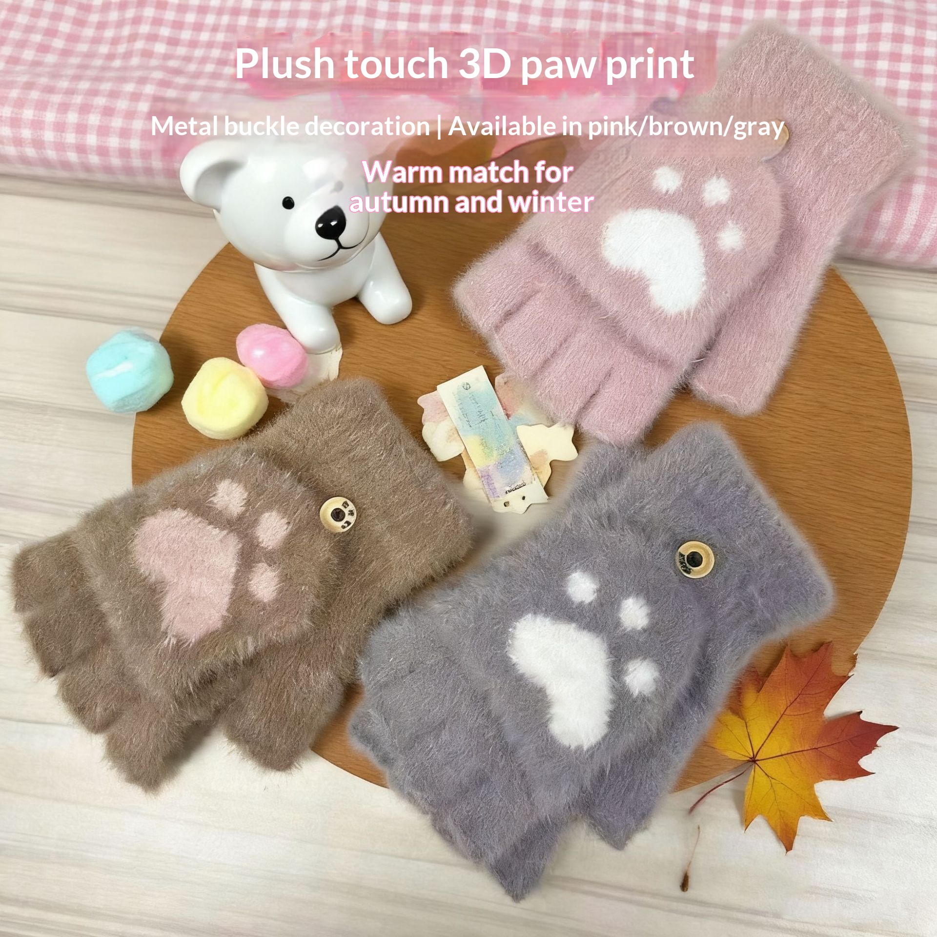 Guanti da scrittura per studenti in maglia di visone senza dita, caldi e spessi, per uomo, in peluche invernale, con mezze dita, modello flip cover_voghion.com