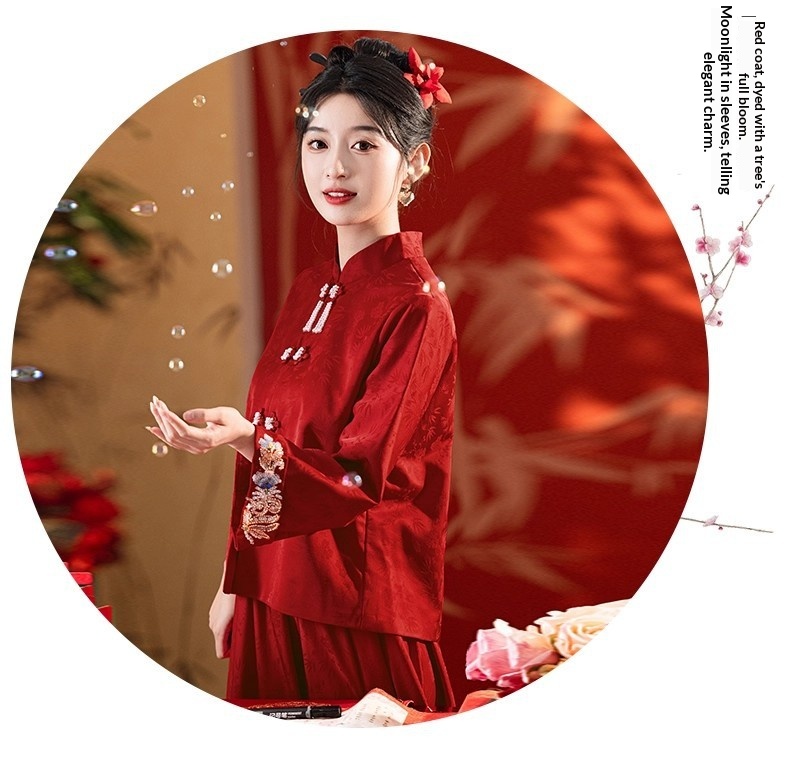 ChicShe ChicShe Rood Bruidspak Voor Toasting, Luxe Verlovingsoutfit, Nieuw Chinees Bruidsschat Showpak, Trouwjurk, Huwelijk_voghion.com
