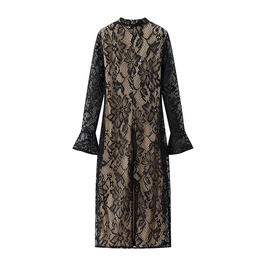 ChicShe ChicShe European And American Sexy Women's Clothing New Long Sleeve Lace Hollow Slim Fit Elegant Hot Girl Bodycon Dress_voghion.com