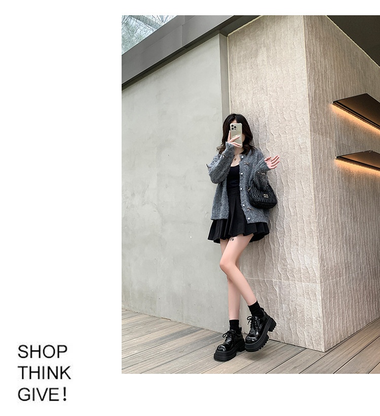 Voyage Damen-Lederschuhe mit dicker Sohle, britische Derby-Schnürschuhe mit großer Zehenpartie, neues Modell Frühjahr 2025, Slipper mit Absatz._voghion.com